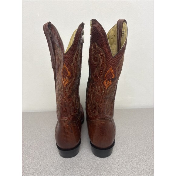 Corral Genuine Lizard, Rare Side Zip, Mens Boots, Cognac Brown, Size 10.5 D EUC main image 4